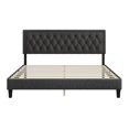 thumbnail image 3 of New Upgraded King Size Linen Upholstered Platform Bed with Headboard, Solid Wood Frame, Modern Platform Bed Frame, Bedroom Furniture, Holds 800 lbs, No Box Spring Needed, Cream, 3 of 10