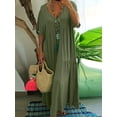 thumbnail image 3 of Vestido Casual De Talla Grande, Vestido Suelto De Manga Corta Con Cuello En V Plisado Para Mujer, 3 of 4