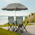 thumbnail image 3 of Ktaxon Camping Loveseat Chair, Folding Double Outdoor Chair with Removable Sun Umbrella & Carrying Bag, Double Chairs with Cooler Bag for Lawn Fishing Outdoor, Gray, 3 of 9
