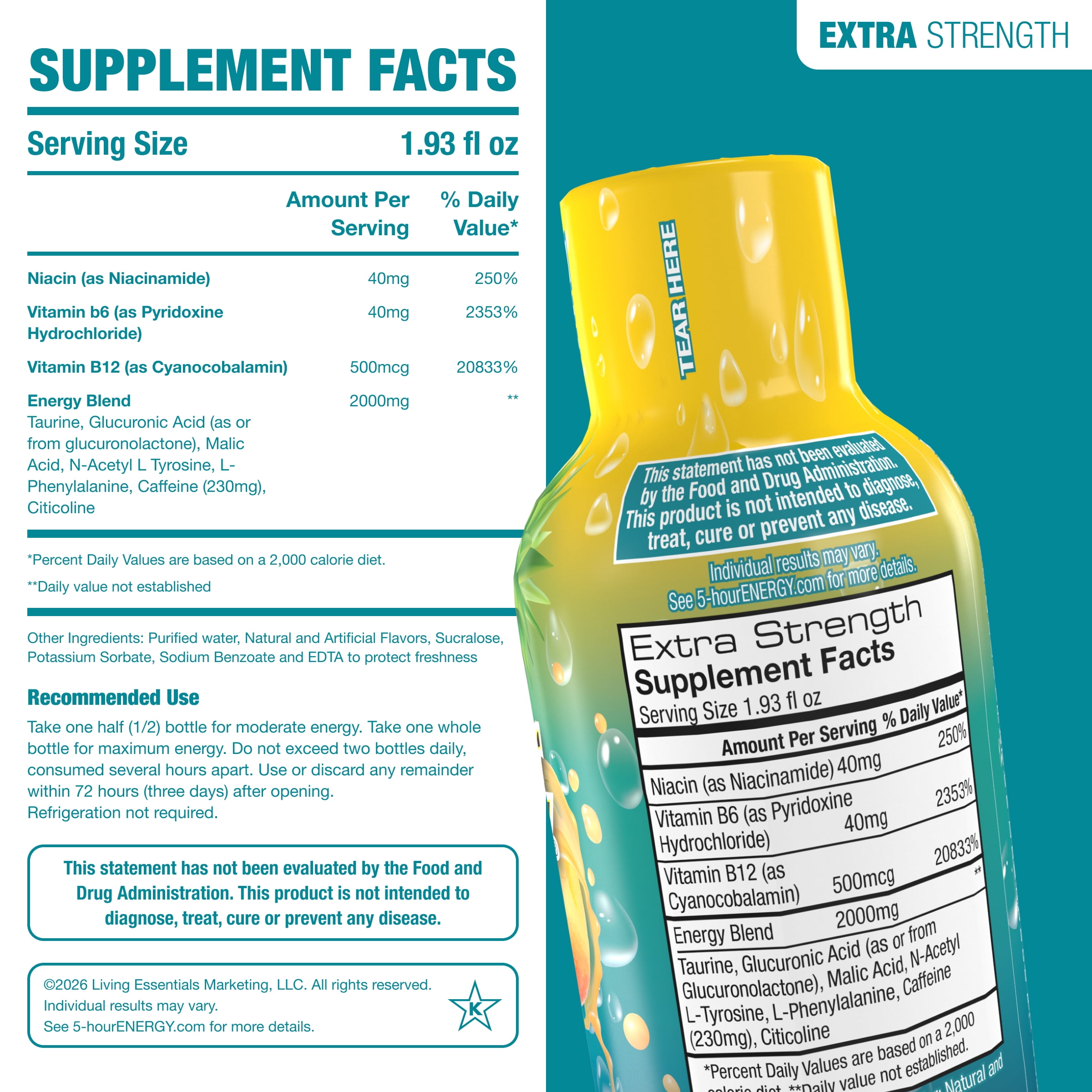 5-hour ENERGY Shot, Extra Strength, Tropical Burst, 6 Count