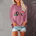 thumbnail image 2 of Holiday Time T-Shirts Femmes Drôle Xmas Graphique Col Rond Chandails en Molleton Léger Chandail Tops Tunique Décontractée Manches Longues Blouse 02-Rose TTTG, 2 of 5