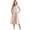 Tan, variant on Women's Smocked Zip Front Cap Sleeve Dress 100% Polyester Sheer Bodice Unlined Easy Fit Everyday Wear Elegant Chic