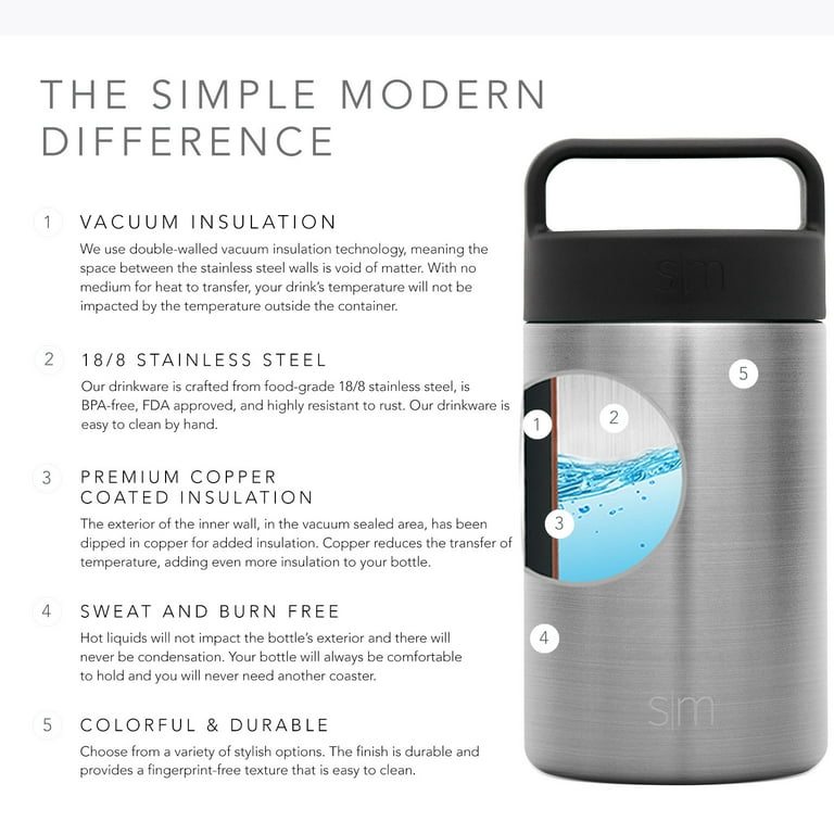 Simple Modern Food Jar Thermos for Hot Food | Stainless Steel Vacuum Insulated Leak Proof Lunch Storage | Provision | 12oz | Midnight Black