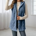 thumbnail image 2 of Long Vest for Women Sleeveless Cable Knit Open Front Cardigan Oversized Sherpa Vest Jacket Button Hooded Sweater Coat, 2 of 6