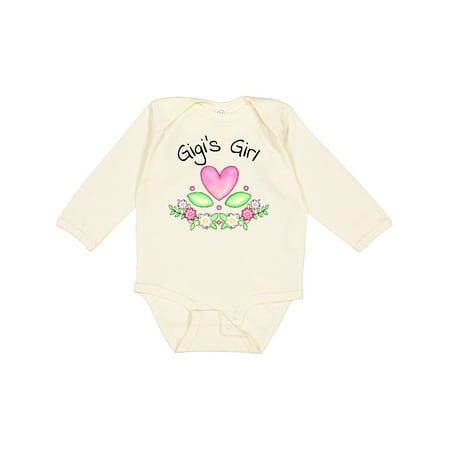 

Inktastic Gigi s Girl- Heart Flowers Gift Baby Girl Long Sleeve Bodysuit