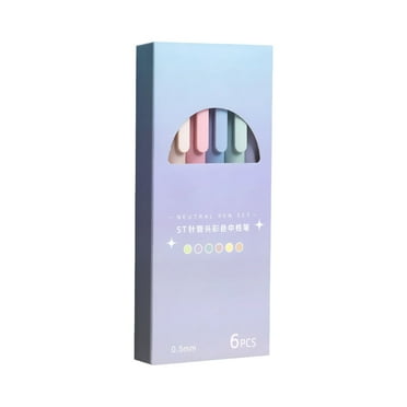 Gradient Gel Retractable Pens - Set Of 6 Fast‑Drying 0.5 Mm Ink, Soft