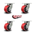 thumbnail image 2 of 6 Inch Extra Heavy Duty Red Poly on Cast Iron Wheel Swivel Caster Set of 4, 2 of 2