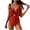 Red, variant on Women's Ruffle High Waisted Bikini Set Two Piece Swimsuit Cutout V Neck Tie Knot Bathing Suit Push Up Full Coverage Swimwear