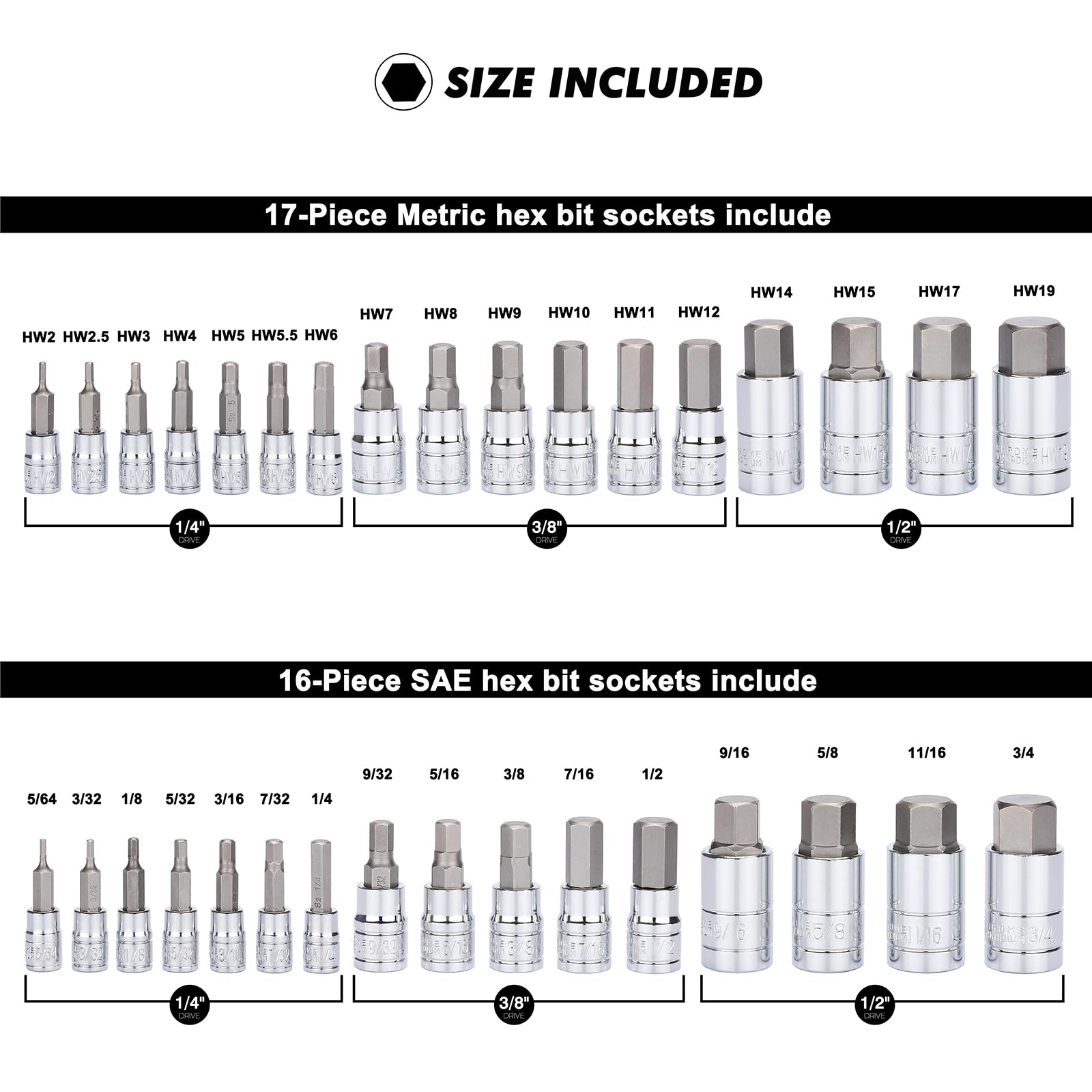 CASOMAN 33-Piece Hex Bit Socket Set photo 4