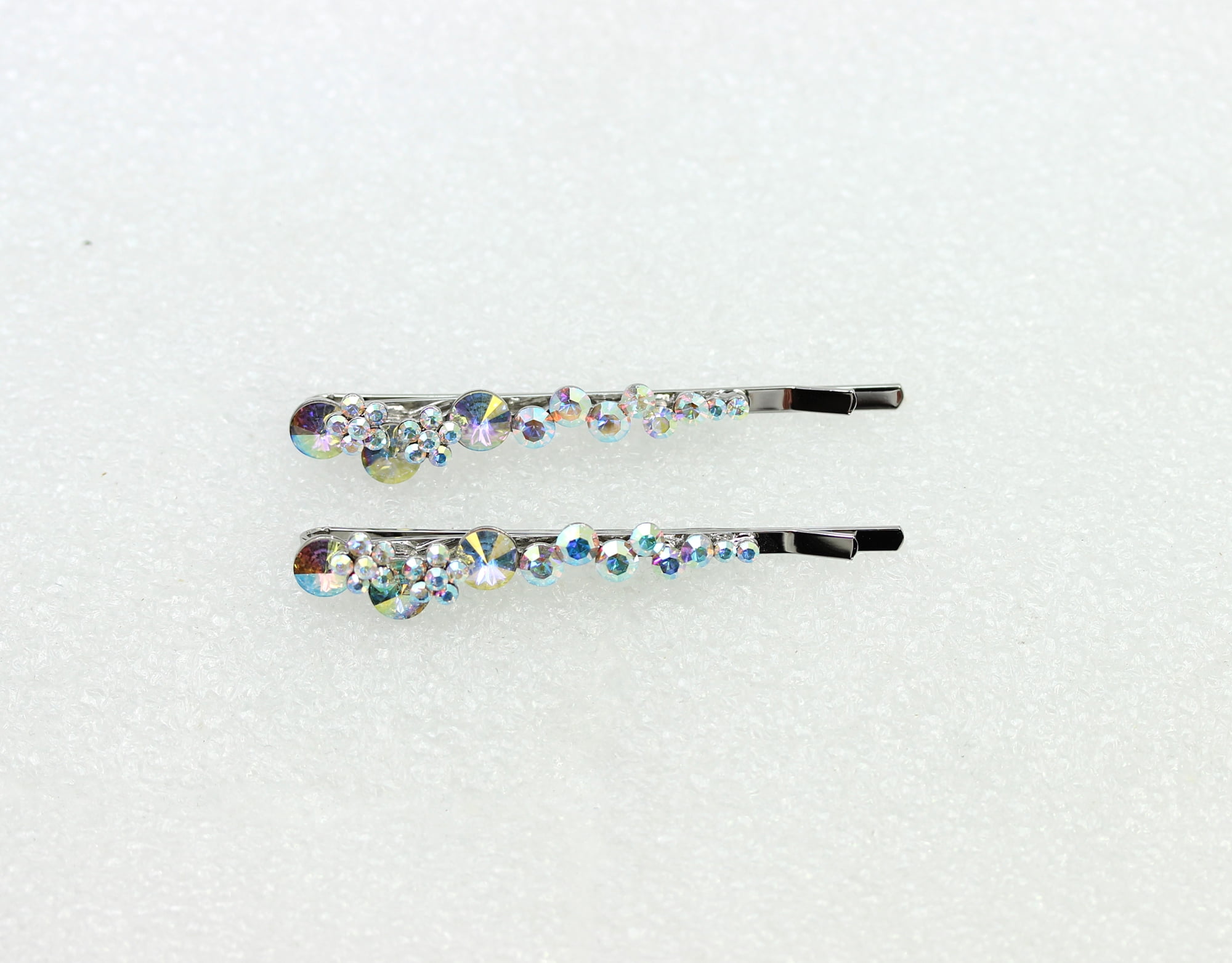 Faship  A Pair Of AB Premium Rhinestone Crystal Floral Hair Clips Pins 2 Pcs
