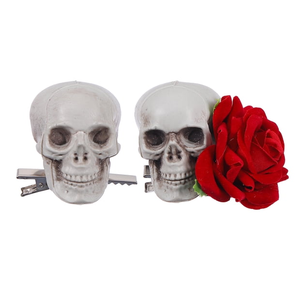 GOOHOCHY 2 unids Halloween Temático Skull Rose Horquillero Partido Headwear Party Party Prop