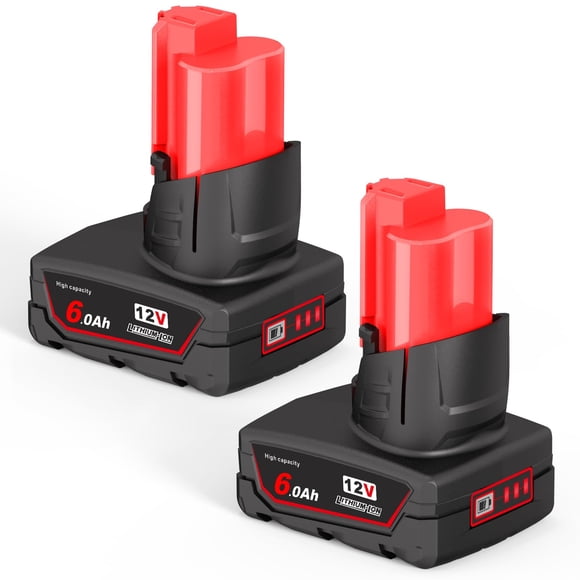 12V Battery, Replacement for Milwaukee M12 Battery 6.0Ah, Compatible with Milwaukee 12V Cordless Tools MLW2553-20,2462-20,2415-20 and MLW25