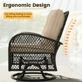 thumbnail image 5 of ELPOSUN 3 Pieces Patio Furniture Set, Outdoor Swivel Gliders Rocker, Wicker Patio Bistro Set with Rattan Rocking Chair, Glass Top Side Table and Thickened Cushions for Porch Deck Backyard, 5 of 8
