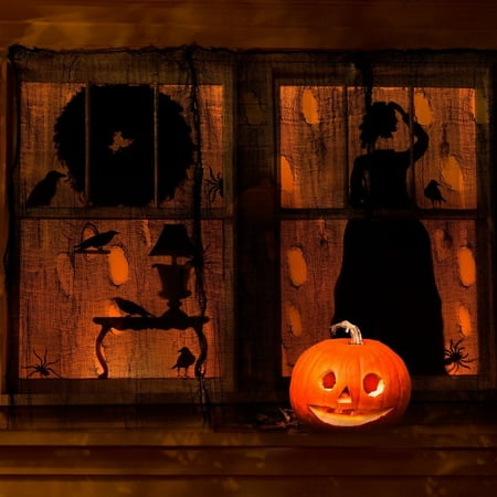 Prextex Spooky Halloween Creepy Cloth Decoration- 5 Yards X 40” Black Halloween Creepy