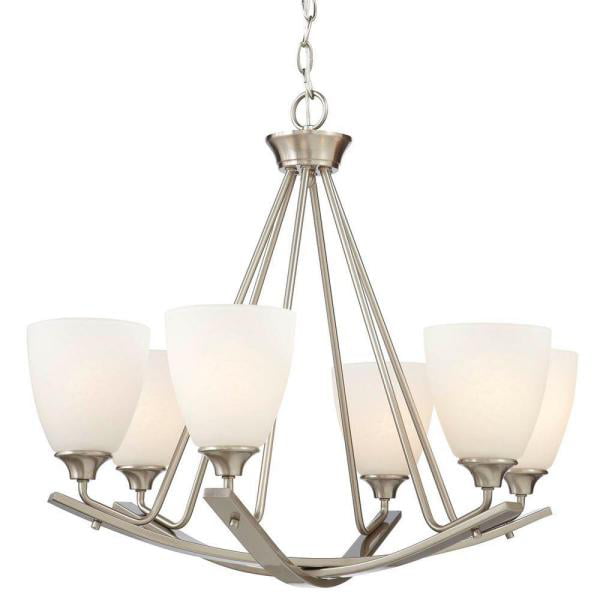 Home Decorators Collection Stansbury 26 In 6 Light Brushed Nickel Chandelier With Etched Hammered Glass Shades New Open Box Com - Home Decorators Catalog Out Of Business