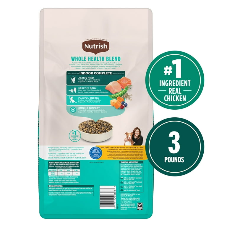 Nutrish Dry Cat Food Indoor Complete Chicken, Lentils & Salmon 3