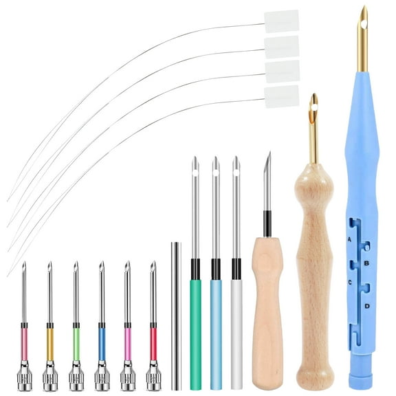 Austok 17 Pcs Punch Needle Kit Adjustable Punch Needle Tool Punch Needle Set Punch Needle Embroidery Kit Punch Needle Starter Kit Punch Needle Supplies for Adults Beginners