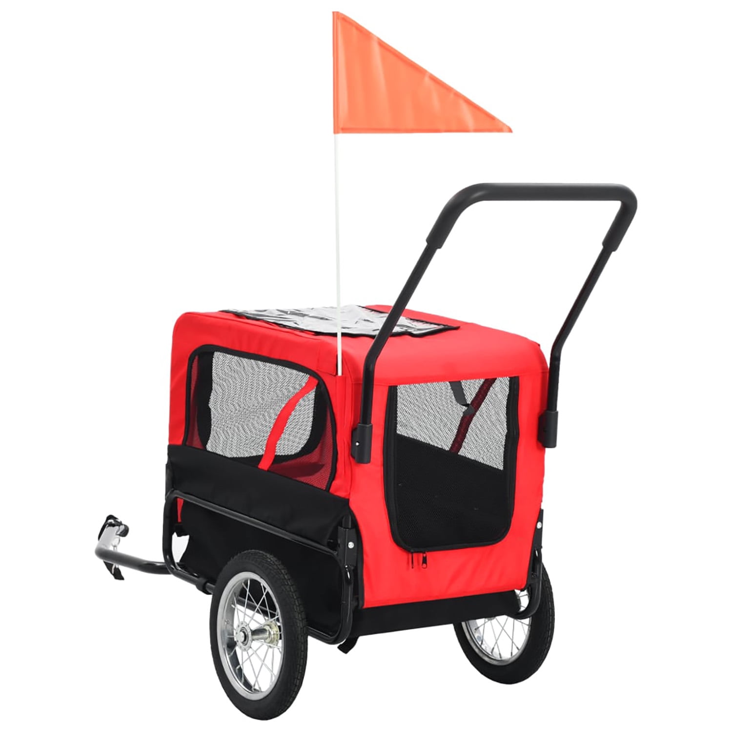Pefilos 2-in-1 Dog Bike Trailer, Pet Stroller Bicycle Carrier w/Hitch, Suspension, Large Jogger with Visibility Flag and Reflectors, 55lb Weight Capacity, Red Pefilos 2-in-1 Dog Bike Trailer, Pet Stroller Bicycle Carrier w/Hitch, Suspension, Large Jogger with Visibility Flag and Reflectors, 55lb Weight Capacity, Red