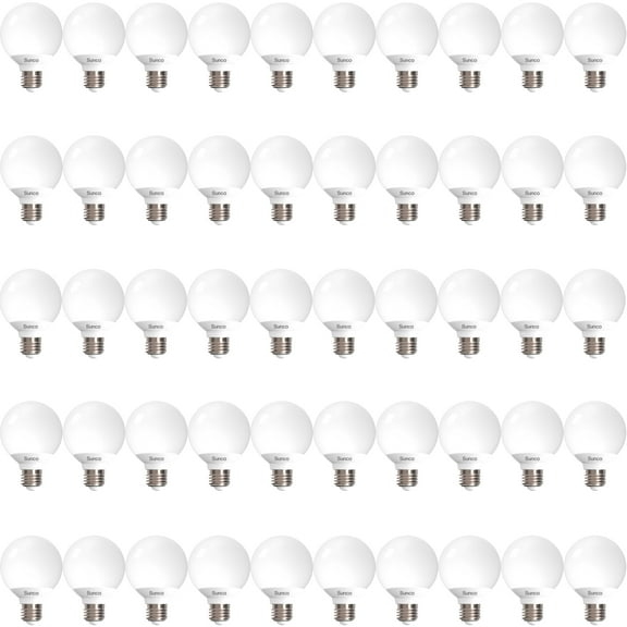 Sunco 50 Pack G25 LED Light Bulbs, Vanity Globe Bathroom Light Bulb, 450 LM, 4000K Cool White, 6W (40W Equivalent), Dimmable Mirror Vanity Decorative Bulb, E26 Base UL