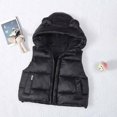 thumbnail image 2 of Odeerbi Kids Boys Girls Puffer Vest Fall Winter Thermal Gilet Down Vest with Pocket Children's Solid Color Thick Sleeveless Hooded Jacket Coat Kids Clothes Black, 2 of 4