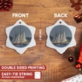thumbnail image 3 of 3drose, Sailing 3 Masted Ship, American Flag at Top, 3 inch Snowflake Porcelain Ornament, 3 of 7