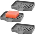 thumbnail image 1 of Jaboneras para Baño, Paquete de 3, Soporte para Jabón, Bandeja, Escurridor de Silicona Flexible para Ducha, para jabón o Esponja, Accesorios para Cocina y Baño (Gris), 1 of 4