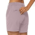 thumbnail image 4 of BXJX Womens Bermuda Shorts, Zipper Pocket Walking Elastic Waist Above the Knee Cargo Shorts Purple Size XL, 4 of 8