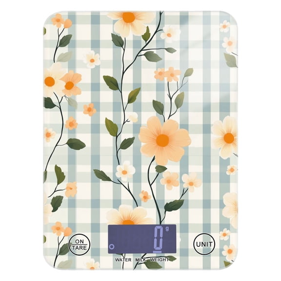 Haosy Kitchen Scale 11lb/5kg 0.1g Precision Digital Food Scale weight Grams Ounces and Pounds, Peach Floral with Gingham