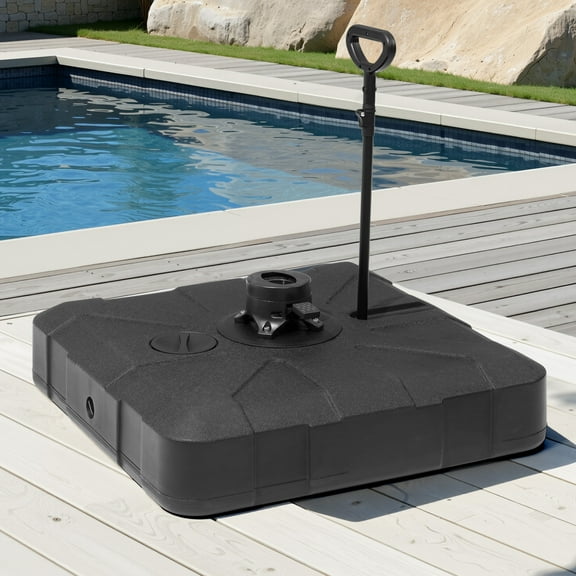 Pellebant Heavy Duty Fillable Patio Umbrella Base Stand with Wheels and Rod