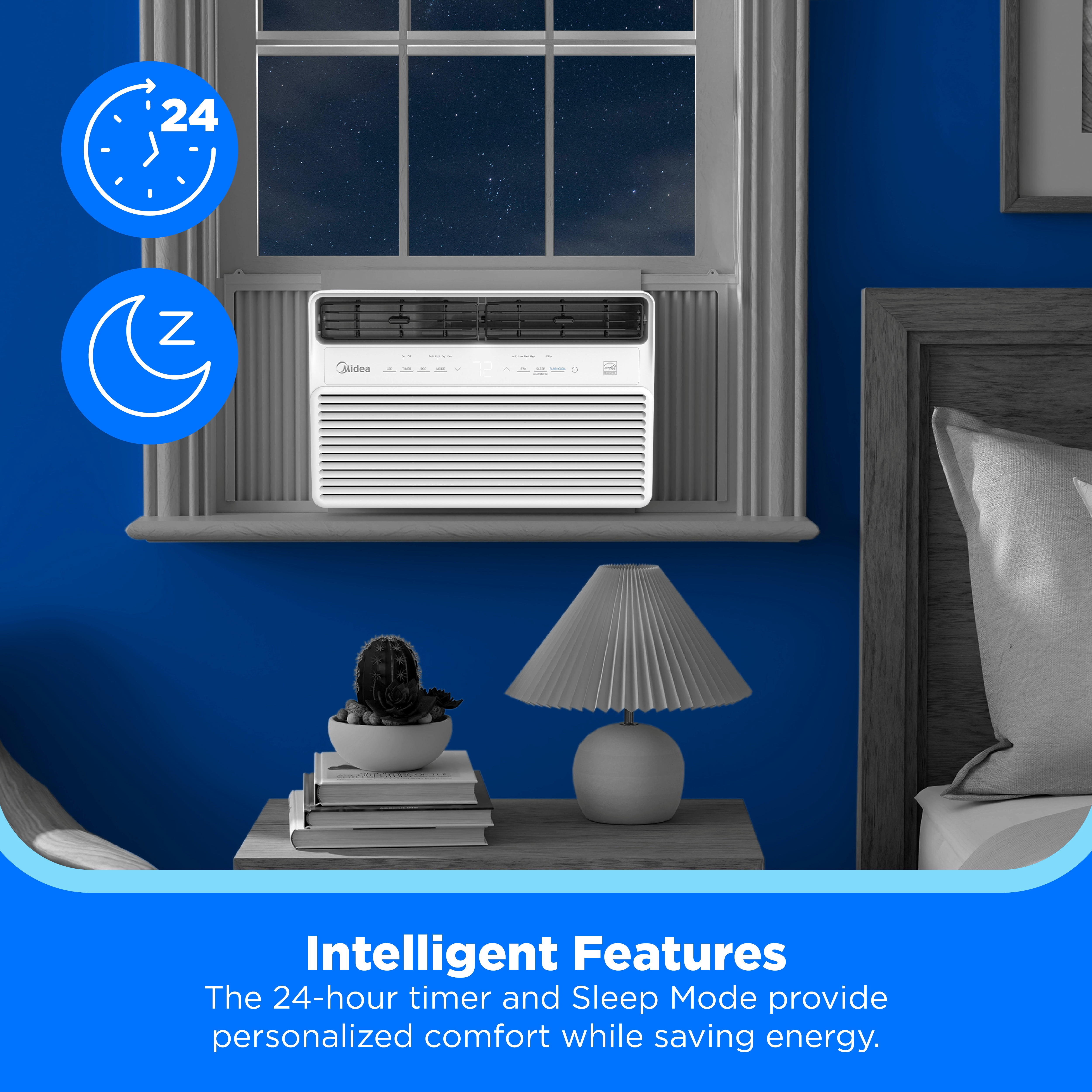 Midea 10,000 BTU DOE Smart Window Air Conditioner with Inverter, Covers up to 450 sq ft, White