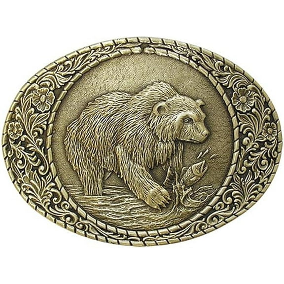 Indiana Metal Craft Grizzly Bear Belt Buckle - Solid Brass Heirloom Accessory, Ideal for Outdoor Enthusiates