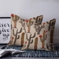 thumbnail image 2 of 14x14 Pillow Covers Set of 2, Vintage Cactus Throw Pillow Covers Decorative Couch Cushion Case, Farmhouse Retro Brown Summer Botanical Microfiber Square Pillowcases for Bedroom Car Living Room, 2 of 7