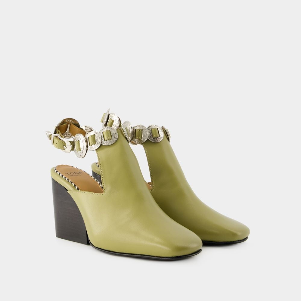 パンプス TOGA Aj1308 Sandals - Toga Pulla - Leather - Khaki Toga Pulla Aj1308 Sandals - Leather - Khaki Green (Women's
