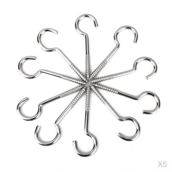 50 Ganchos de copa de Gancho de Ojo de Tornillo de metal plateado Macarena Ganchos grandes de 78 mm
