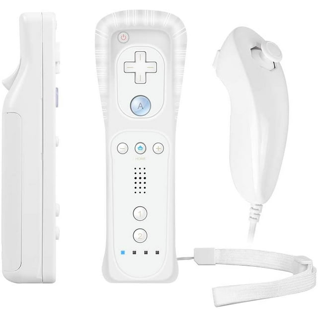 Télécommande Wii avec Wii Motion Plus à l'Intérieur / Manette Nunchuk Shock Wii / Compatible Nintendo Wii, Wii U (Blanc)