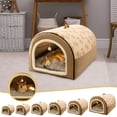 thumbnail image 2 of JUNWELL Clearance Dog Bed House 2 Ways to Use Indoor Dog House for Cats and Small Dogs with Mat Removable and Washable Cover House and Non-Slip Bottom  Brown, 2 of 4