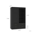 thumbnail image 2 of 70" Tall Wardrobe Closet with Hanging Rod, Freestanding Wardrobe Clothes Cabinet with Drawers and Sliding Barn Door, Clothing Storage Cabinet for Bedroom, Laundry Room, Cloak Room, Black, 2 of 7