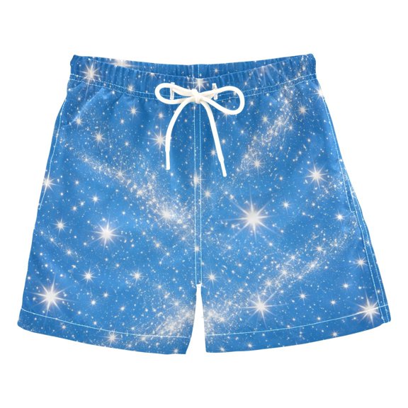 Kids' Beach Pants Comfortable Swim Trunks Sky Blue Flashing Pattern Shorts for Pool Vacation and Lounge Wear 2T
