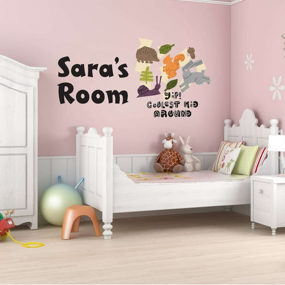 You Coolest Kid Around Squirell Rabbit Snall Porcupine Personalized Zoo Africa Zebra Lion Safari Jungle Hippo Alligator Giraffe Tiger Wilderness Ideas Wall Decal Sticker - Size: 30 In X 15 In