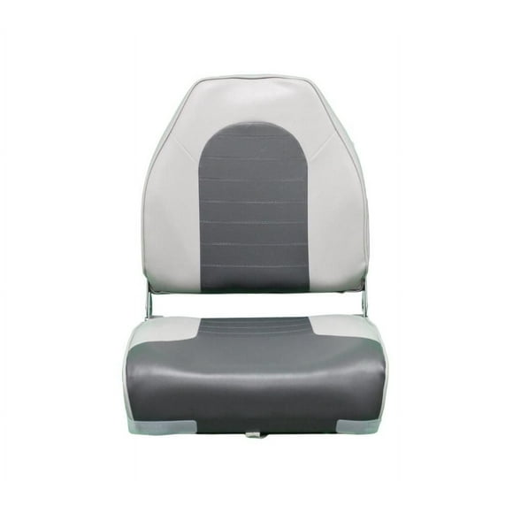 Blue Dog Marine Siège de bateau à dossier haut, siège de bateau pliable de qualité supérieure (gris/charbon), siège de bateau de pêche avec vis en acier inoxydable, chaise de bateau rabattable, chaise
