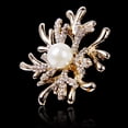 thumbnail image 3 of Wedding Bridal Rhinestone Crystal Antlers Champagne Flower Faux Pearl Brooch jinwen Perla Broche, 3 of 8
