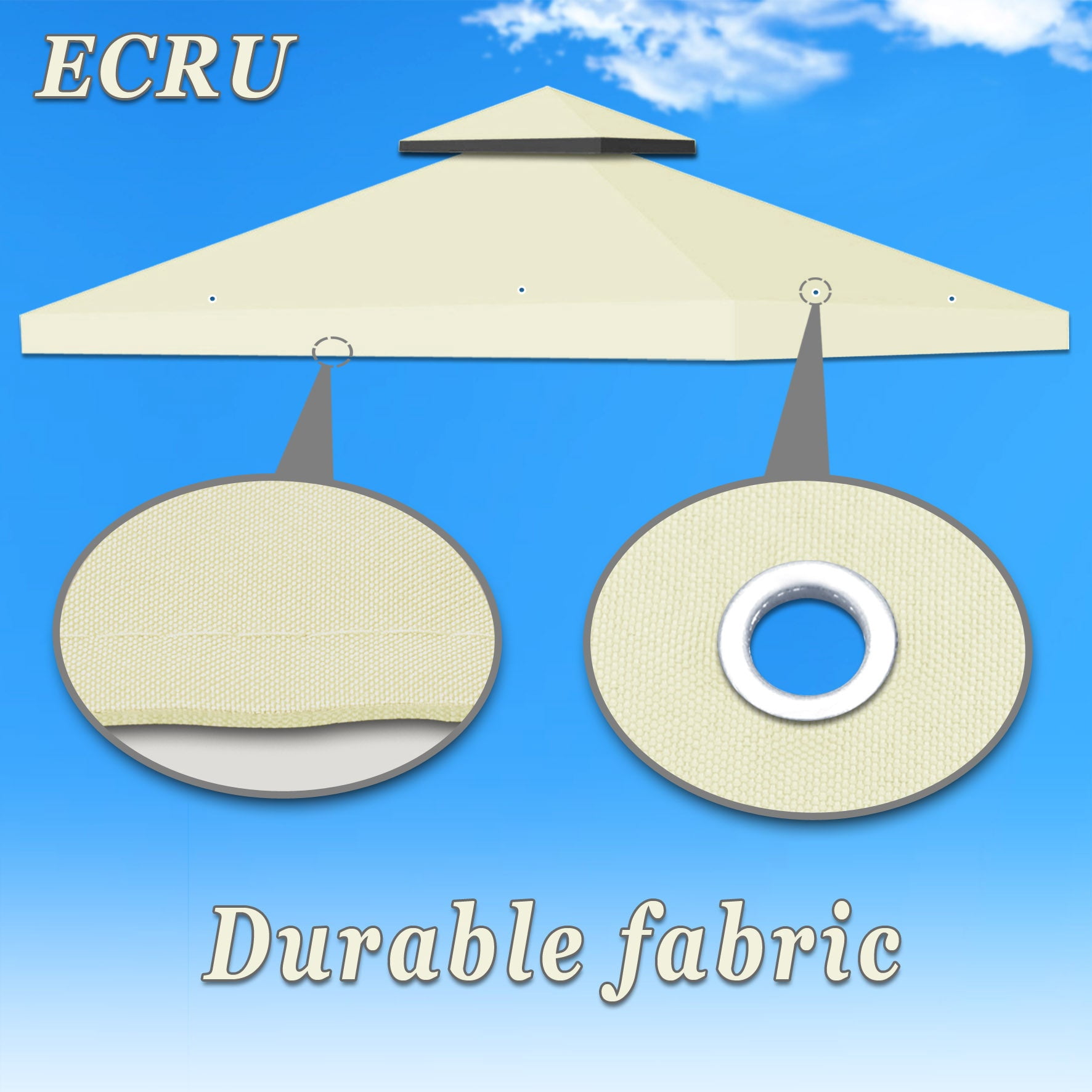 SOLAXO 8'X8' Replacement Canopy Top 2-Tier Gazebo Sunshade Replacement Top Cover Patio Pavilion (Ecru)