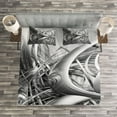 thumbnail image 3 of Ambesonne Futuristic Quilted Bedspread Set 3 Pcs, Technologic Pattern, King Size, Grey and Pale Grey, 3 of 3