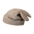thumbnail image 5 of segolike Cute Rabbit Ear Knitted Hat Knit Hat Adults Warm Hat Casual Headgear Comfortable Beanie for Hiking Camping Outdoor Dark Khaki, 5 of 8
