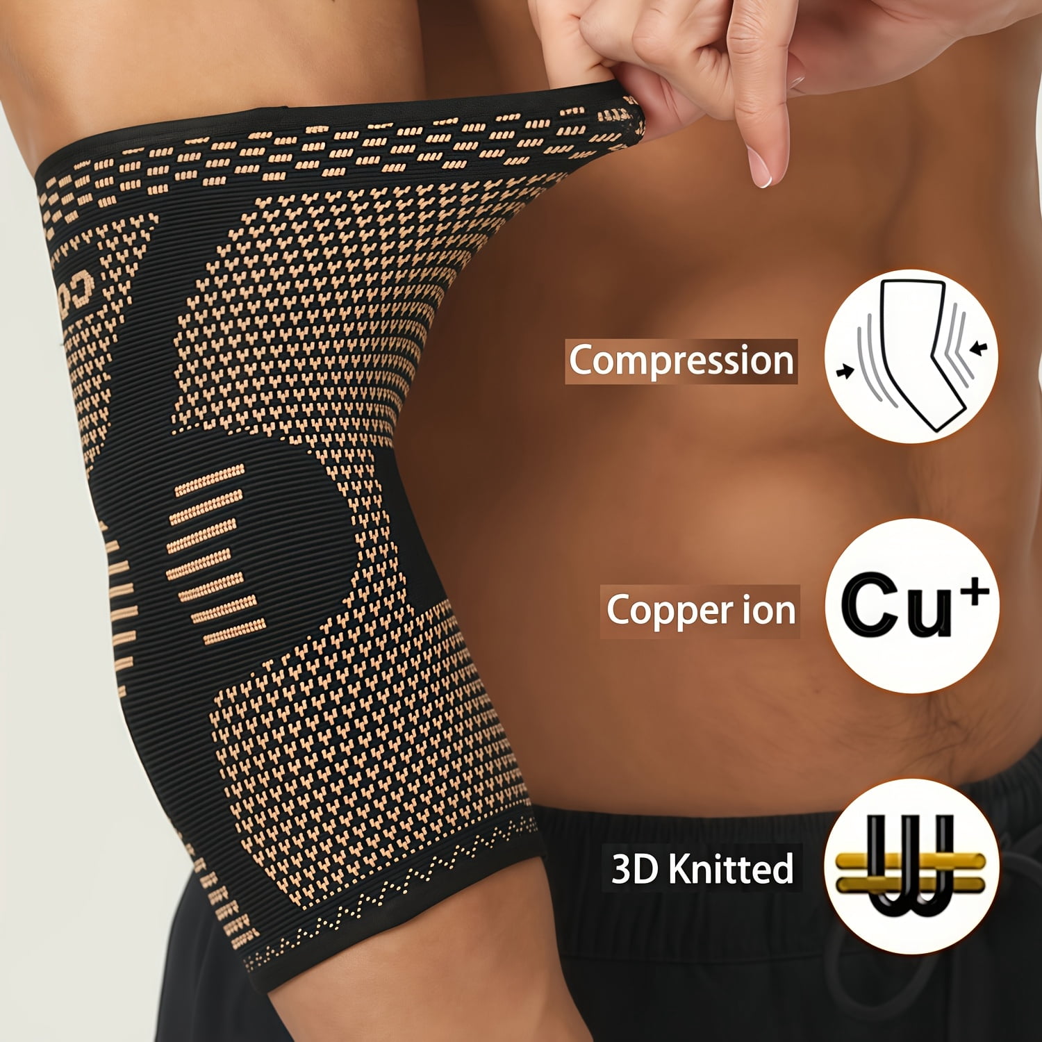 2pcs Copper Fiber Elbow Brace for Men & Women, Arm Elbow Support Compression Sleeves for Tennis, Golfer, Warmth, Weightlifting, Fitness, Workout