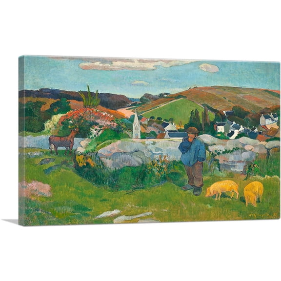 ARTCANVAS The Swineherd 1888 Canvas Art Print by Paul Gauguin - Size: 26" x 18" (0.75" Deep)