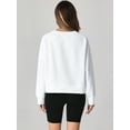 thumbnail image 6 of Unique Bargains Women Crew Neck Fleece Pullover Oversized Cropped Sweatshirt M White, 6 of 8