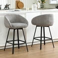 thumbnail image 2 of Zesthouse 26.4″ Swivel Bar Stools Set of 2, Linen Upholstered Counter Height Barstools with Barrel Arms & Backs, Modern Counter Stools for Kitchen Island, Gray, 2 of 12
