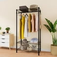 thumbnail image 3 of 3 Tiers Heavy Duty Clothes Rack for Hanging Clothes Rack,Freestanding Closet with 2 Side Hooks and Hanging Rod, 29.1" L x 15.7" W x 76.3" H,Max Load 500LBS,Black$$Home Decor, Kitchen, & Other, 3 of 6