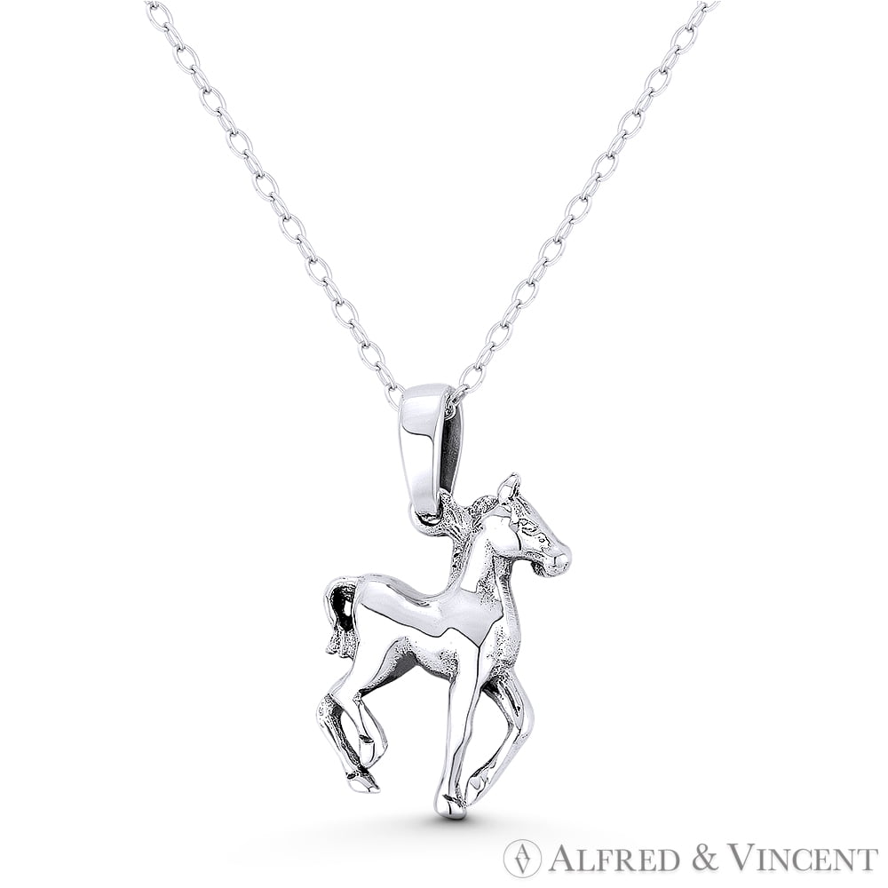 Colt / Foal Young Horse Baby Animal Charm 24x13mm () Pendant & Chain Necklace in Oxidized .925 Sterling Silver Colt / Foal Young Horse Baby Animal Charm 24x13mm () Pendant & Chain Necklace in Oxidized .925 Sterling Silver